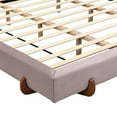 thumbnail image 4 of Christopher Knight Home Unique King Size Bed Frame, Velvet Upholstered with Solid Wooden Legs, Pink, 4 of 10