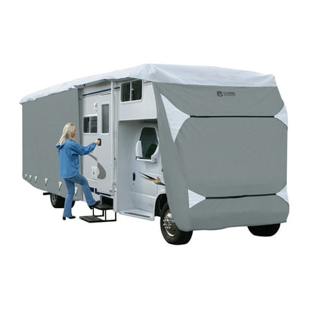 Classic Accessories OverDrive PolyPRO™ 3 Deluxe Class C RV Cover, Fits 23' - 26' RVs - Max Weather Protection RV Cover, Grey/Snow