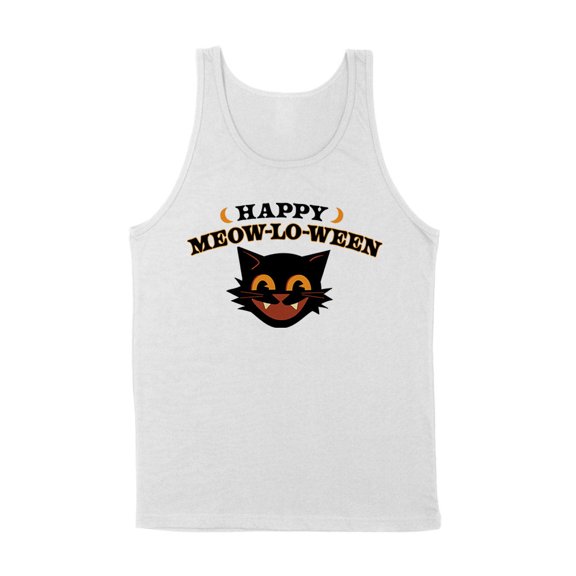 Happy Meow-lo-ween Tank Top Unisex Large White
