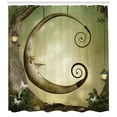thumbnail image 3 of Tree Shower Curtain, Absurt Illustration of Wooden Crescent Hanging on a Tree Branch, Fabric Bathroom Set with Hooks, 69W X 70L Inches, Pistachio Green and Green Brown, by Ambesonne, 3 of 3