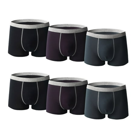 

BIZIZA 6 Pcs Breathable Male Stretch Underwear for Men Pouch Trunks Soft Comfort Briefs black drak gray purple XL