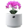 thumbnail image 5 of Flower Pot Ceramics With A Tray White Home Balcony Phalaenopsis Orchid Green Poor Basin Large Bright Surface Two Large Gray And White V-Pattern (Ceramic Whole Washbin) Ceramic, 5 of 21