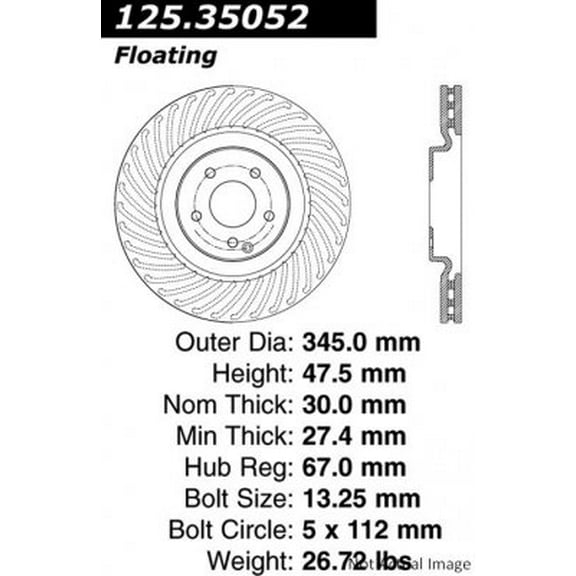 Centric Parts Disc Brake Rotor P/N:125.35052 Fits select: 2003-2009 MERCEDES-BENZ CLK, 2005-2010 MERCEDES-BENZ SLK