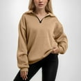 thumbnail image 4 of Women's Casual Sweatshirt Quarter Zip up Solid Color V Neck Long Sleeved Pullover Fall Outfits Lightweight Comfy Y2k Tops 2025 with Pockets, 4 of 5