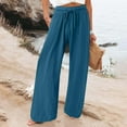thumbnail image 2 of yunLCZ Womens Dress Pants Womens Cotton Casual Loose Pants Comfy Work Pants With Pockets Elastic High Waist Paper Bag Drawstring Pants Office Slacks, 2 of 4