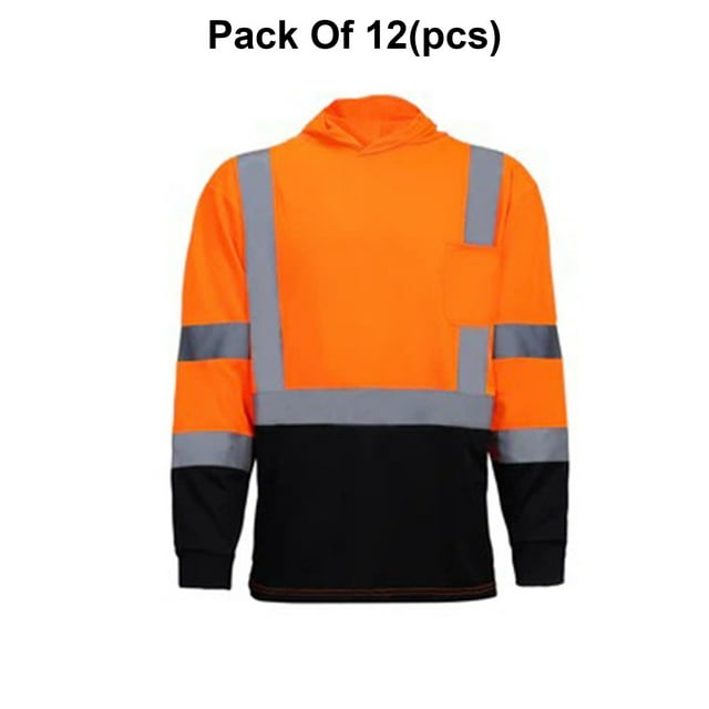 Radyan Maximum Visibility Reflective Safety Hoodie, 2-Tones - 12 Pack, 100% Polyester, Size: Adult