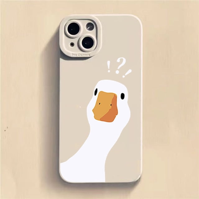 Cartoon Doubt Duck Smile Lattice Case For iPhone 11 12 13 14 Pro Max XR XS X 7 8 Plus SE2020 Mini Shockproof Soft Silicone Cover xuanjing unisex