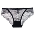 thumbnail image 4 of Rohuuque Women's Black Lace Panties Sheer Mesh Panel Cut Out Details Breathable Cotton Lined Low Rise Cheeky Briefs Black I, 4 of 5