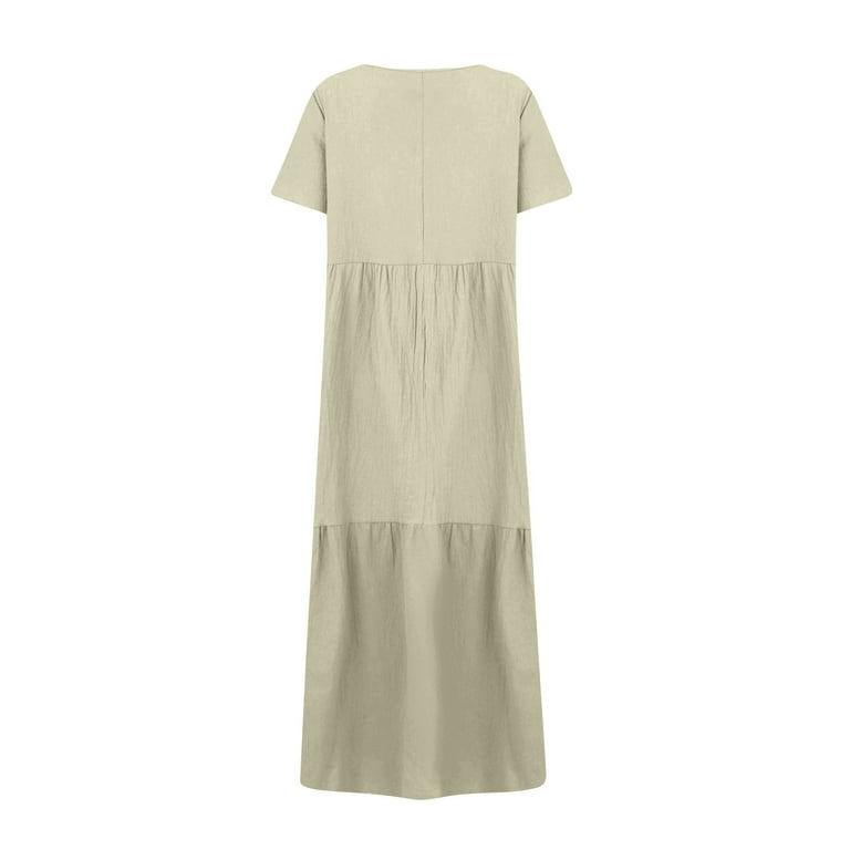 cotton dresses for curvy women Amazon.com: OSFVNOXV Plus Size Dresses for Curvy Women Cotton Linen Short Sleeve Dress Summer Loose V Neck Dress Casual Tshirts Dress Army Green : Sports & Outdoors
