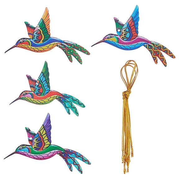 1 Set 8Pcs Hummingbird Acrylic Hanging Ornaments for Window Decorations with 8Pcs Cord Mixed Color 74~81x64~70x2.5~3mm