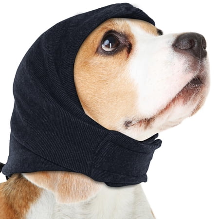 Janrevotw 1Pcs Dog Calming Hoodie No Flap Ear Wraps for Dogs Anxiety Relief Dog Ear Muffs Noise Protection for Firework Grooming Force Drying Dog Ear Covers Headband for Noise Cancelling Black