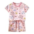 thumbnail image 1 of Ensemble 2 Pcs pour Enfants Garçons Filles Été Imprimé Dessin Animé Manches Courtes Hauts et Shorts, 1 of 4