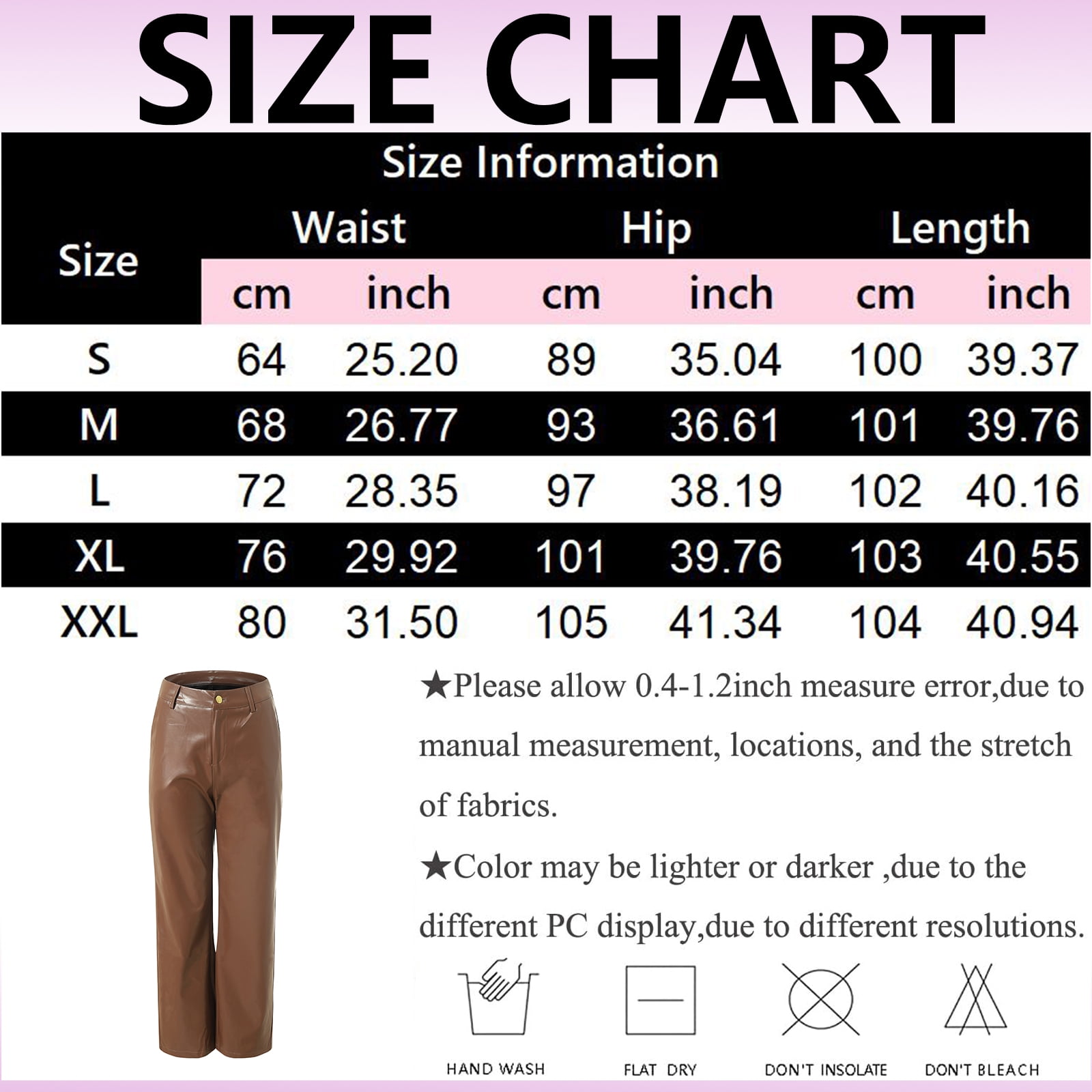 vigerkar Women's Faux Leather Pants Button PU Jeans Straight Wide Leg Trousers with Pockets (Black, XL)