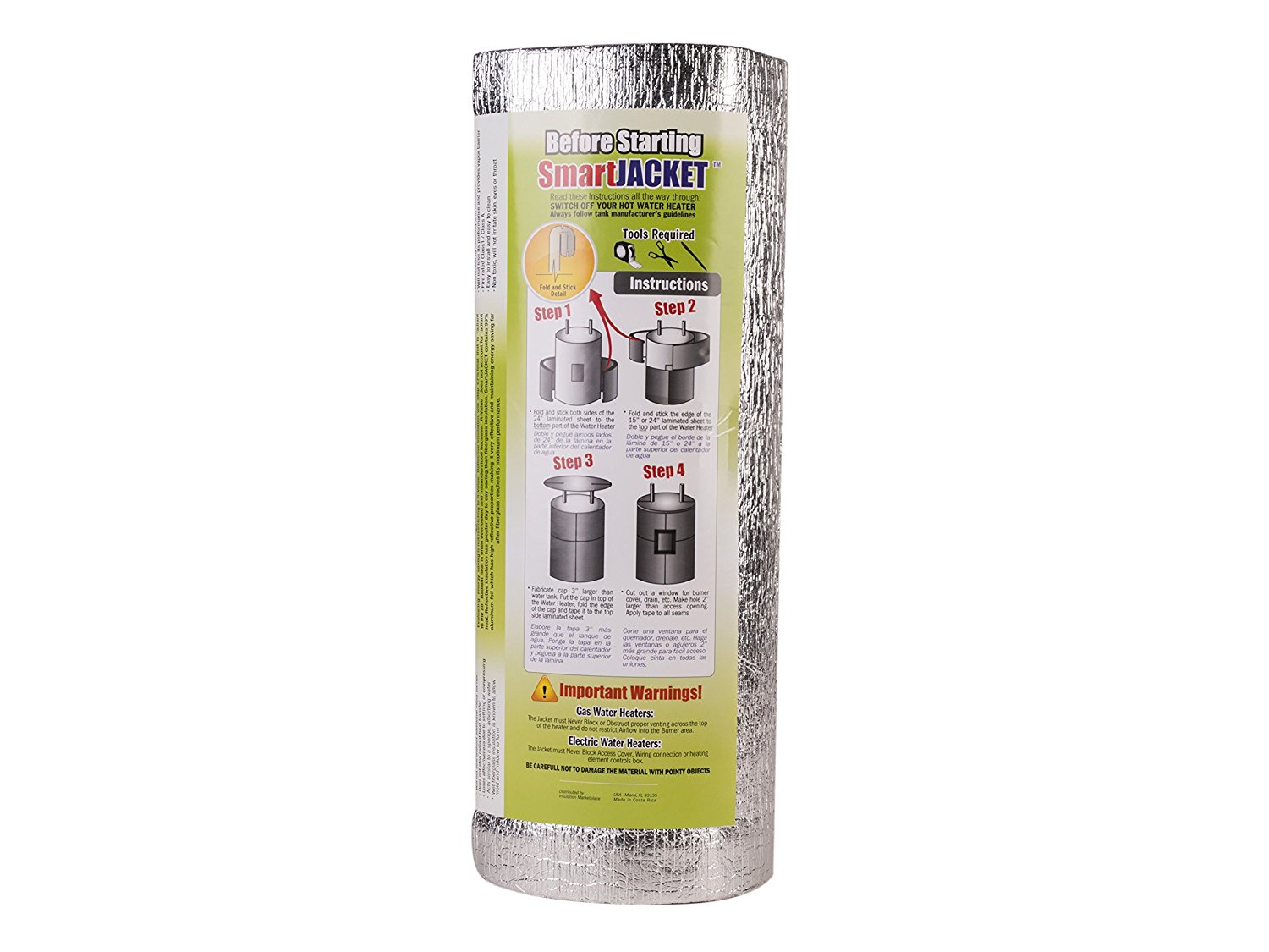 SmartJacket Water Heater Blanket Insulation Cover KIT 30 to 60 Gallon