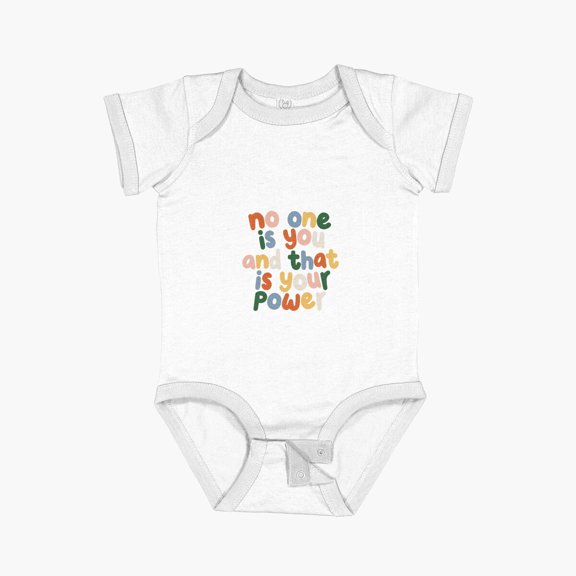 MOM & BABY No One is You and That is Your Power by The Motivated Type in black red yellow pink green and blue Short Sleeve Baby One-Piece