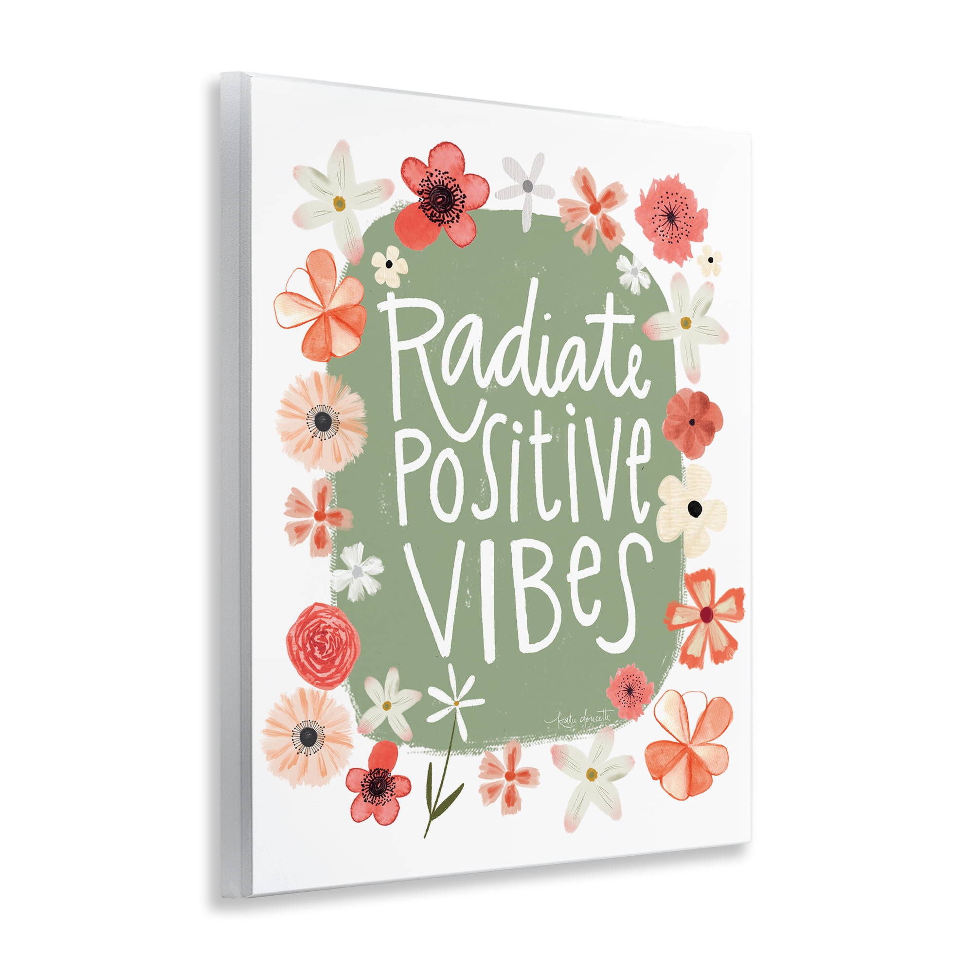 Stupell Industries Floral Radiate Positive Vibes Wall Plaque Art, design by Katie Doucette