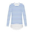 thumbnail image 4 of NAISIBABY Girls Tops with Lace Hem Size 6, Crewneck Fashion Striped Long Sleeve Kids Casual Fall T Shirts Blue, 4 of 5