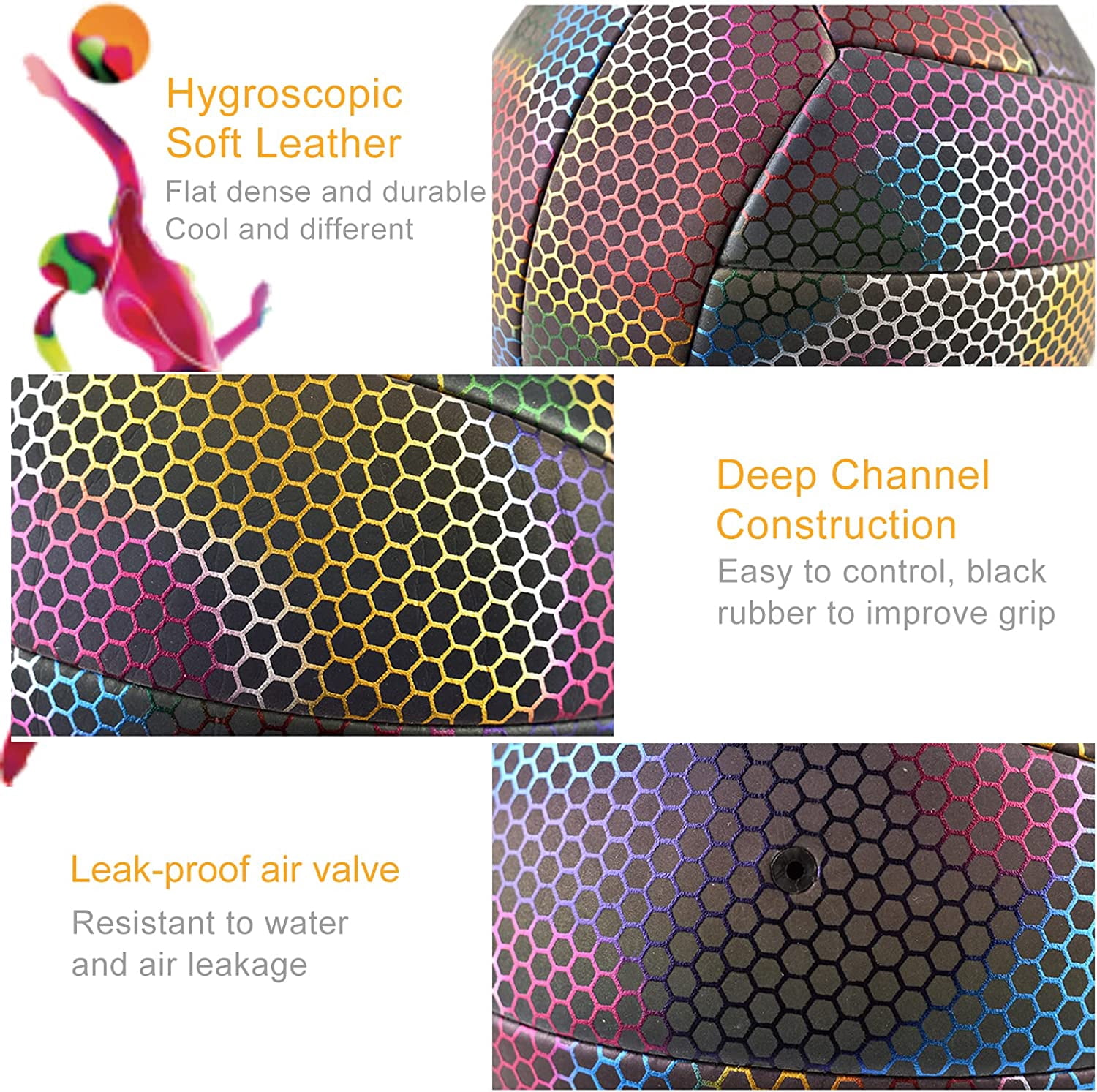 Volleyballs, Holographic Glowing Volleyball Official Size 5, Indoor Outdoor Beach Volleyball Ball for Men Women