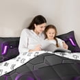 thumbnail image 5 of Feelyou Boys Games Console Bedding Comforter Set 7pcs, Mystic Purple Honeycomb King Bedding Sets, Cartoon Gamepad Theme Reversible Bed Sheets, Lightweight Room Decor, 5 of 9