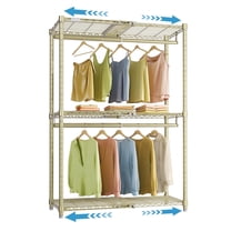 VIPEK X1 Expandable Clothes Rack Heavy Duty Adjustable from 2' to 3'5" with Flexible Shelves and Hanger Rods Metal Garment Racks Portable Closet Rack Clothing Racks for Hanging Clothes, Gold