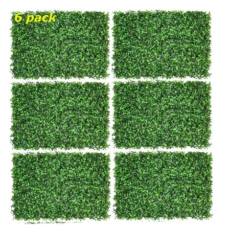 Coolmade Artificial Boxwood Panels - 6 Pieces of Faux Hedge Wall Backdrop, 24 x 16 Inch Green Boxwood Wall Mat for Outdoor, Balcony, Garden Fence Screen and Indoor Wall Decoration