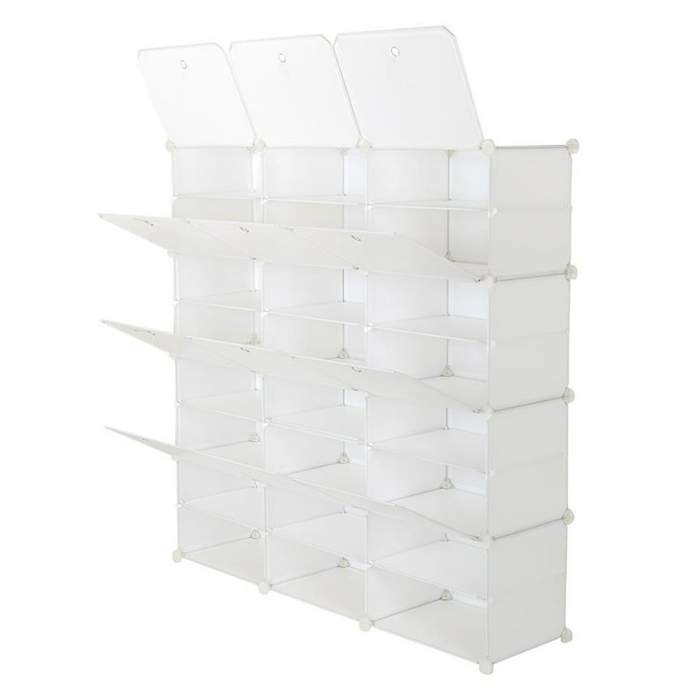 Ktaxon Portable 36 Cubes 12 Tiers 72 Pairs Shoe Storage Cabinet Shoe Rack  Shelf Closet Organizer for Entryway Hallway Bedroom Living Room, White