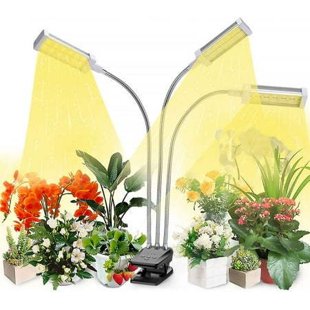 

VIVEFOX Plant Grow Light 144 LED Grow Lamp with Full Spectrum for Indoor Plants 3 Head Clip-on Plant Lights 3/6/12H Timer(Silver)