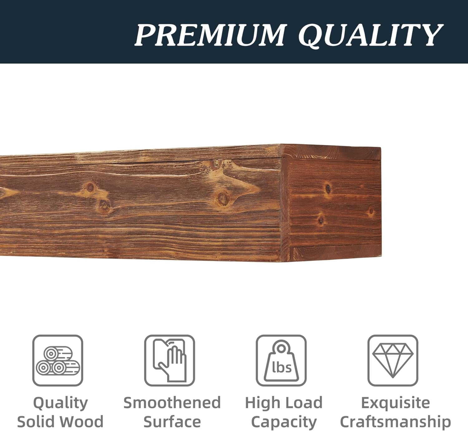 48" Rustic Wood Fireplace Mantel, Wall-Mounted & Floating Shelf for Home Wall Decor, Rustic Cedar Wood Floating Farmhouse Shelf Handcrafted Wall Mounted for Bathroom, Light Brown