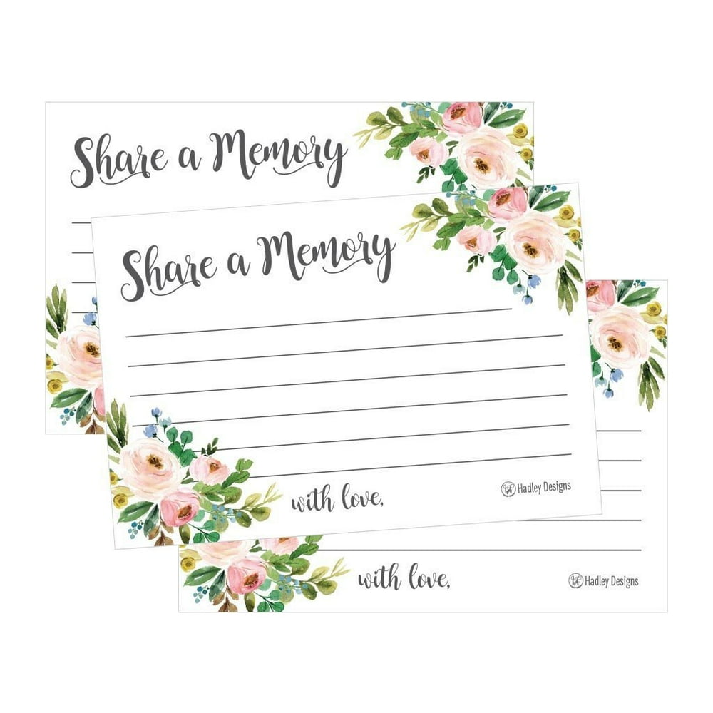 25 Floral Funeral / Birthday Share a Memory Card Keepsake, Condolence