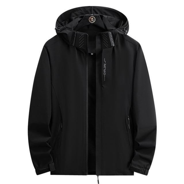 Innerwin Veste de Pluie à Manches Longues pour Hommes Imperméable Randonnée Fermeture Éclair Léger Noir 2TG