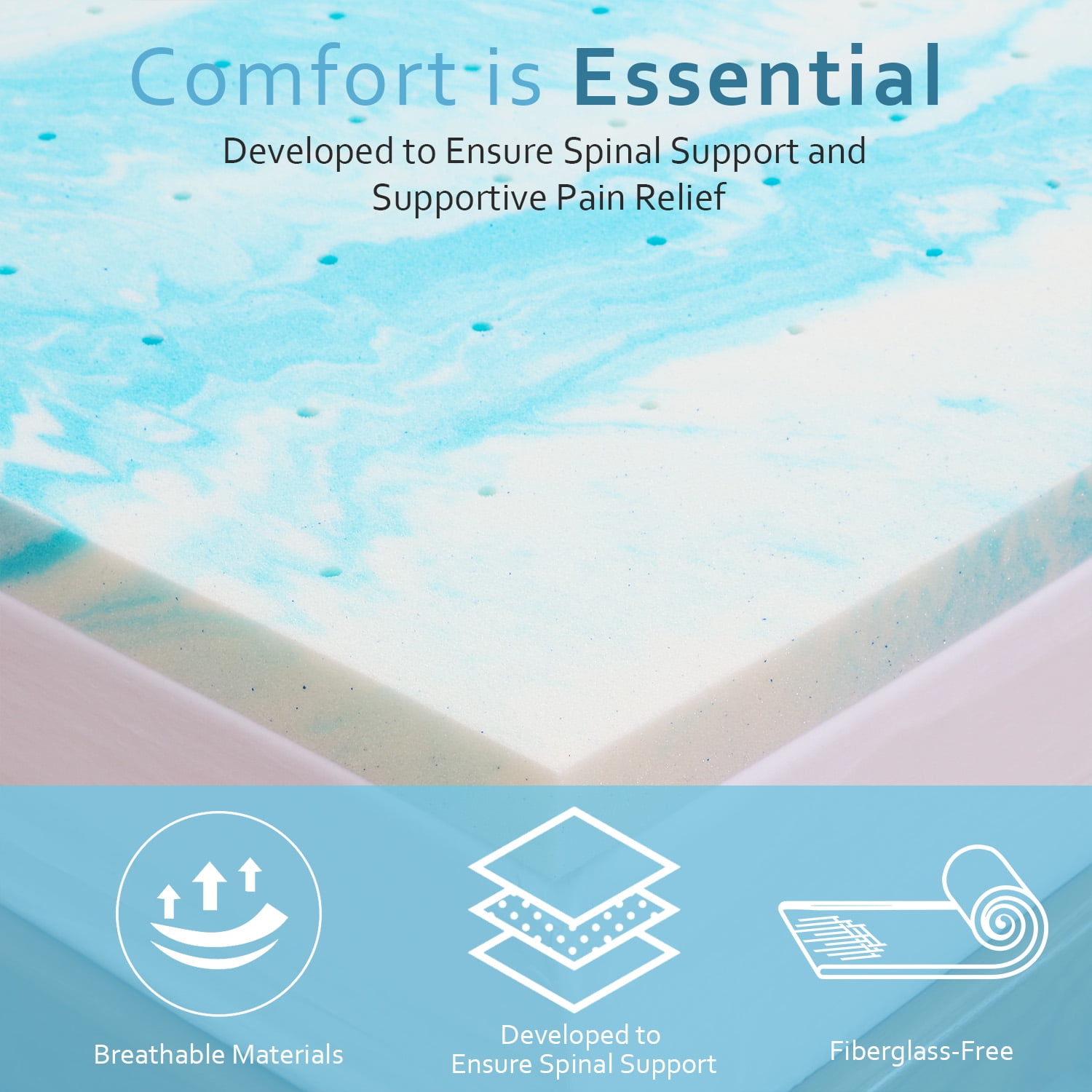 3 Inch Mattress Topper, Twin Gel Memory Foam Mattress Topper in a Box