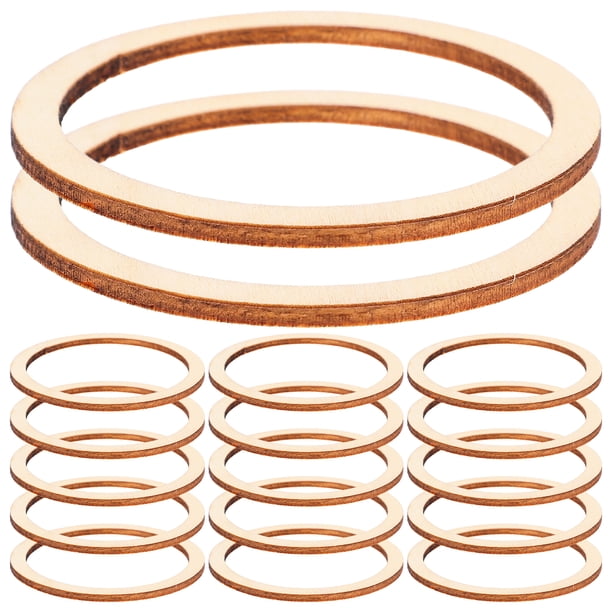 50 piezas de accesorios para manualidades: círculos decorativos de madera, piezas redondas ahuecadas, mini rodajas de madera, accesorios para decoración de tela, tamaño 6 cm.