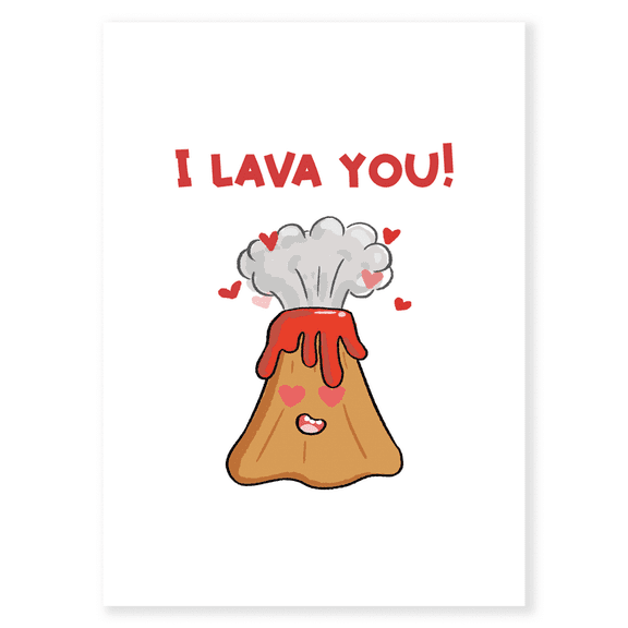 Funny Love Card for Boyfriend or Girlfriend "I Lava You" Cute Romantic Pun Greeting Card
