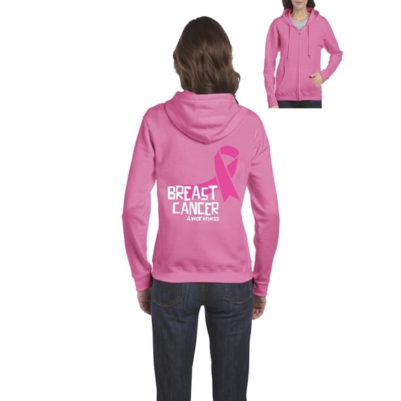 Womens Breast Cancer Full-Zip Hooded Sweatshirt