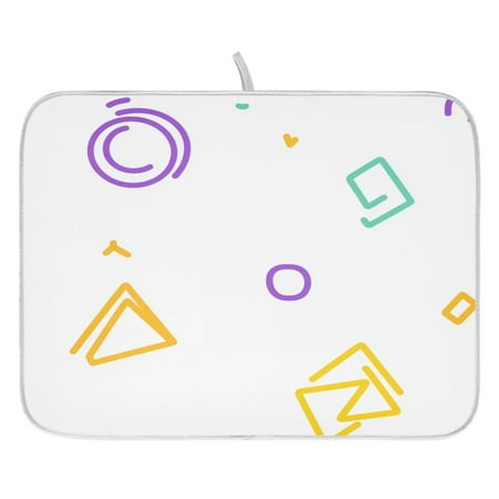 

Simple Colorful Geometric Pattern Dish Drying Mat for Kitchen Quick Drying Absorbent Soft Durable 16 x 18
