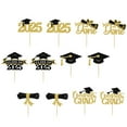 thumbnail image 5 of Sharprepublic 12 Pieces Graduation Cupcake Toppers 2025, Graduation Theme Party Decorations, Class of 2025 Cake Topper Glitter Design Gold, 5 of 8