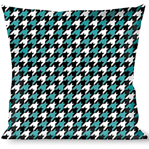Buckle-Down Throw Pillow - Houndstooth Black White Turquoise