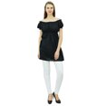thumbnail image 5 of Bimba Women's Off shoulder Puff Sleeve Tops Elastic Waist Blouse Cotton Tunic, 5 of 9