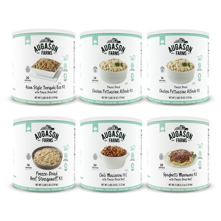 Augason Farms Entree Variety 6-Pack Emergency Food Storage Everyday Meal Prep Large Cans