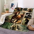 thumbnail image 4 of Galloping Horese Pattern Print Flannel Throw Blanket, 4 of 8