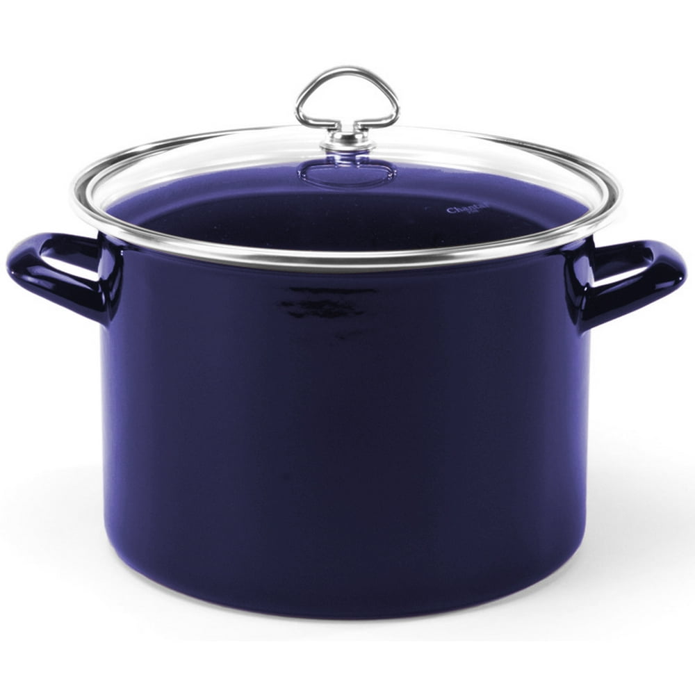 Cobalt Blue EnamelonSteel Stock Pot with Lid 9 Quart