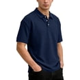 thumbnail image 6 of Breeze Polo Shirts for Men Beer Belly Texture Stretchy Quick Dry Golf Shirt Summer Casual Short Sleeve Collared Top,L,Navy, 6 of 6