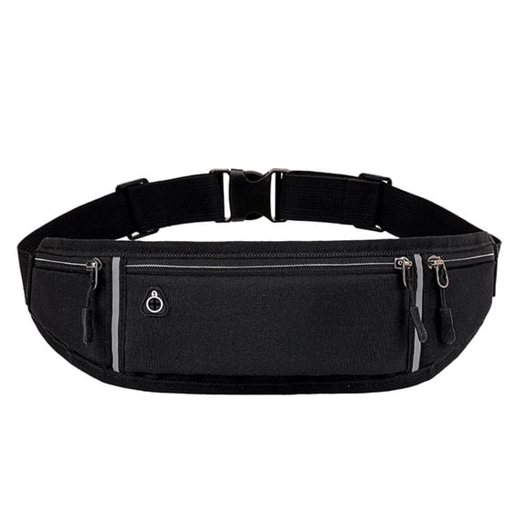 KONTONTY Black Waterproof Waist Pack Durable Unisex for Outdoor Sports