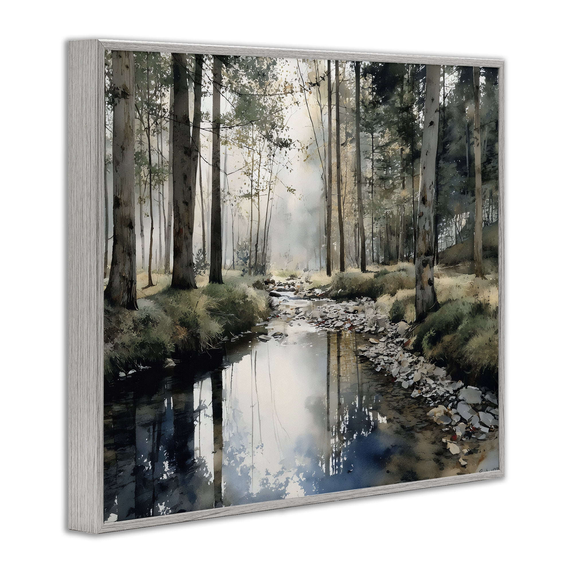 Stupell Industries Woodland Wonder Creek Gray Framed Giclee Art, design by Franklyn Gregory