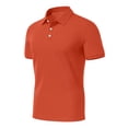 thumbnail image 4 of Domzest Mens Big & Tall Polo Shirt Short Sleeve Button Up Lapel Collar Quick Dry Golf Top Classic Breathable Solid Work Shirts Orange 3XL, 4 of 9