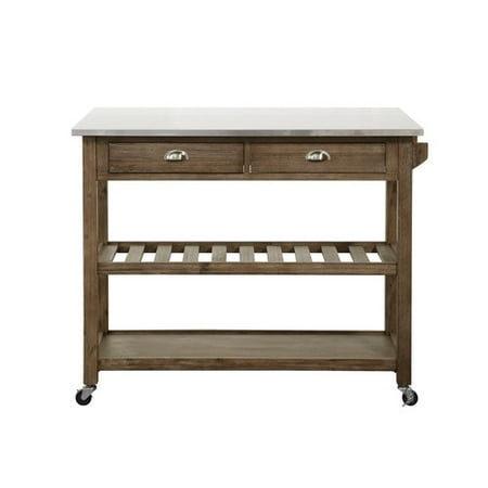 Burnham Home Designs Kitchen Cart With Stainless Steel Top