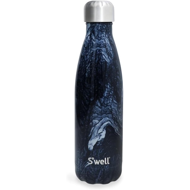 Botella de Agua Acero Inoxidable S'well, Recipientes con Aislamiento al vacío Triple Capa, Mantienen Bebidas Frías 36 horas y Calientes 18, Libre de BPA, Perfecta Viajar, Mármol Azul, 500 ML