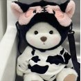 thumbnail image 3 of Osito de peluche hecho a mano, juguete de peluche que cambia de vestido, bolsa de miel, muñeca de peluche de tela para niña, regalo de Navidad para niños, solo tela, sin muñeca, conejito rosa, solo, 3 of 5