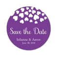 thumbnail image 1 of Darling Souvenir Round 45 Pieces Hearts Save The Date Stickers Wedding Personalized Bride Groom Names And Date Envelope Seals - Violet, 1 of 4