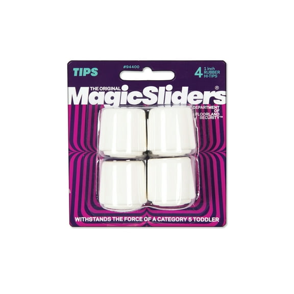 Magic Sliders Rubber Furniture Leg Tip - 1 In. Round Chair Cap - 4 Pack